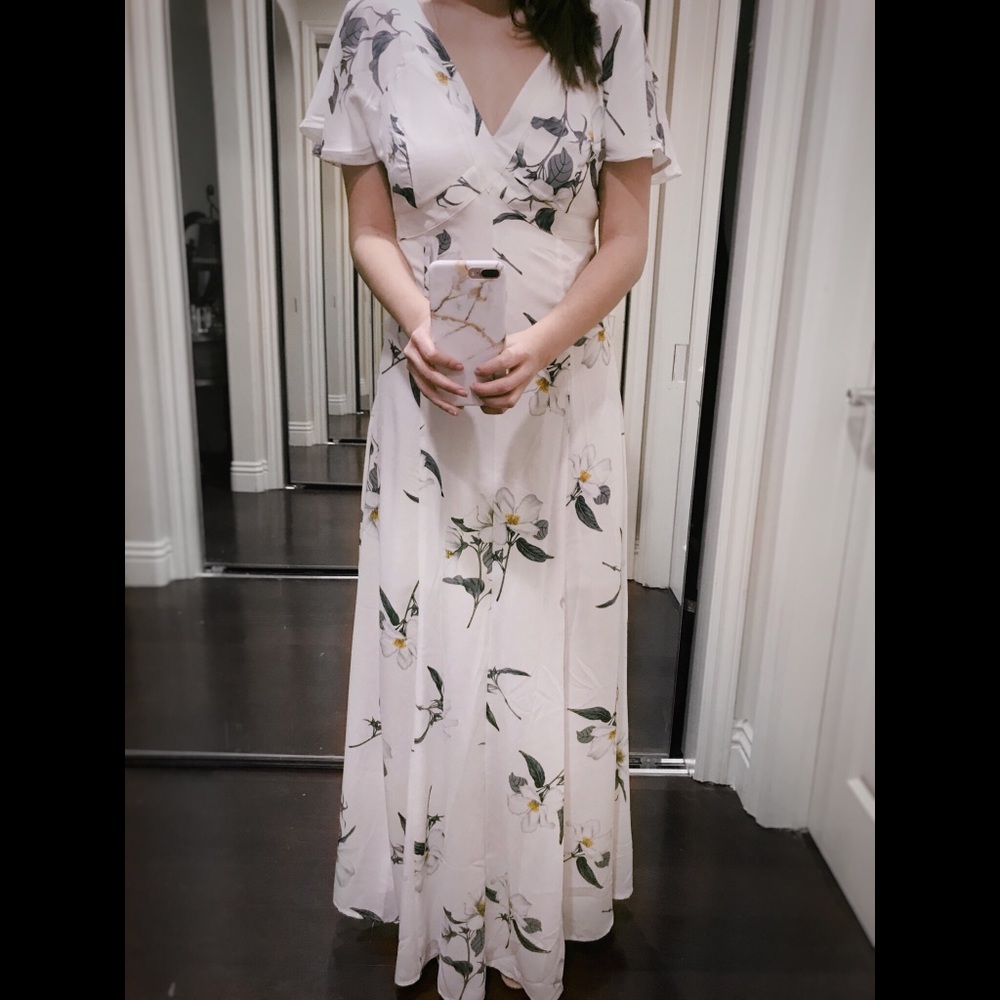 NWOT Floral White Maxi Dress